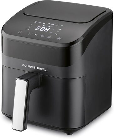 GOURMETmaxx цифрова аерофритюрниця 4 л, 1400 Вт, з таймером і сенсорним екраном, багато програм, економія енергії, мінімум олії, чорна
