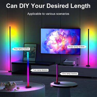 MIWATT LED торшер RGBWW з керуванням через додаток і пульт, музичний синхронізатор, регулювання яскравості та швидкості, для ресторану, кафе, магазину, коридору, подвір'я, саду