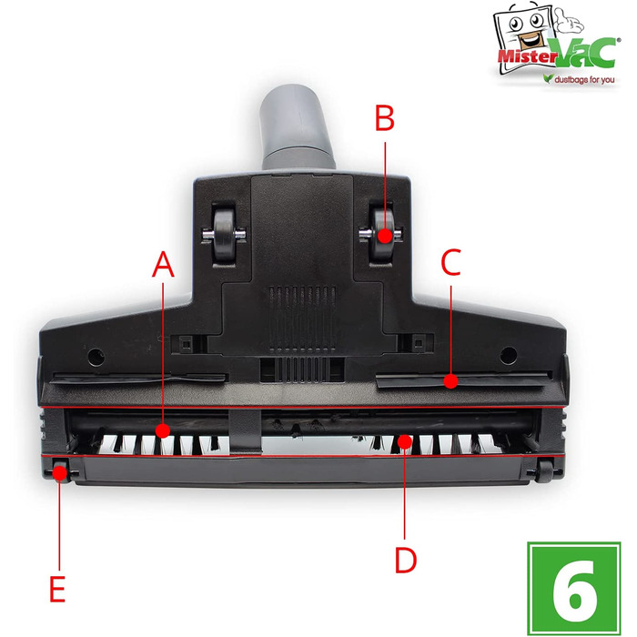 Турбощітка для пилососа MisterVac, сумісна з AEG VX8-2 Öko, X Silence, насадка для підлоги, замінна щітка
