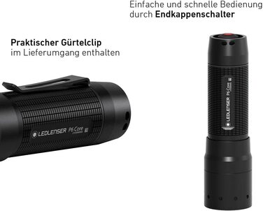 Ліхтарик Ledlenser P6 Core з Advanced Focus System, 90 люменів, 6 годин роботи, ультракомпактний і легкий, для туризму та кемпінгу