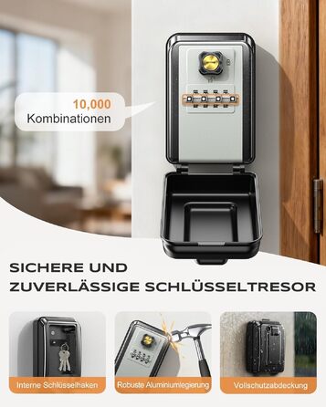 Кодовий сейф-контейнер для ключів Mohard, вологозахисний ключбокс із 4-значним цифровим кодом та запасним ключем, сірий