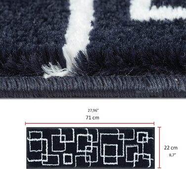 Набір з 15 самоклеючих килимків для сходів Glary Home, 22x71x1,2 см, квадратний візерунок, біло-синій, протиковзкий стелажний килимок