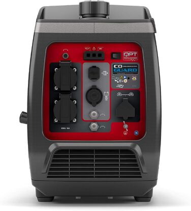 Інверторний бензиновий генератор Briggs & Stratton PowerSmart P2400, 2400 Вт (1800 Вт постійної потужності), 230 В, ультратихий та легкий, сіро-червоний